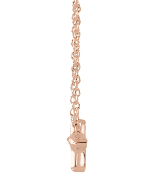 R42389 Necklace 14K Rose 11 X 7 Mm 15 In Polished Sideways Cross Necklace