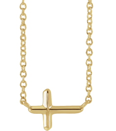 R42389 Necklace 14K Yellow 11 X 7 Mm 18 In Polished Sideways Cross Necklace