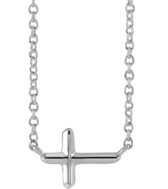 R42389 Necklace Sterling Silver 11 X 7 Mm 16 In Polished Sideways Cross Necklace