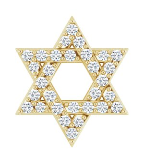 87166 Pendant Set 14K Yellow Round Natural Diamond 1Mm 110 Ctw I1, Gh Polished 110 Ctw Natural Diamond Star Of David Pendant