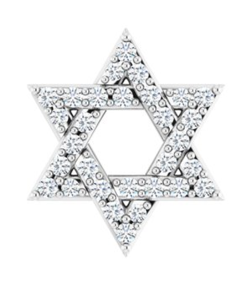 87166 Pendant Set 14K White Round Natural Diamond 1Mm 110 Ctw I1, Gh Polished 110 Ctw Natural Diamond Star Of David Pendant
