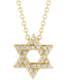 87166 Necklace Set 14K Yellow Round Natural Diamond 1Mm 110 Ctw I1, Gh 16-18 In Polished 110 Ctw Natural Diamond Star Of David Necklace