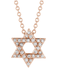 87166 Necklace Set 14K Rose Round Natural Diamond 1Mm 110 Ctw I1, Gh 16-18 In Polished 110 Ctw Natural Diamond Star Of David Necklace