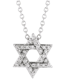 87166 Necklace Set Sterling Silver Round Natural Diamond 1Mm 110 Ctw I1, Gh 16-18 In Polished 110 Ctw Natural Diamond Star Of David Necklace