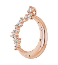 87260 Pendant Set 14K Rose Round Natural Diamond Natural Diamond I1, G-H Polished Scattered 14 Ctw Natural Diamond Crescent Moon Pendant