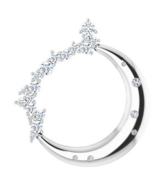 87260 Pendant Set Platinum Round Natural Diamond Natural Diamond Si2-Si3, G-H Polished Scattered 14 Ctw Natural Diamond Crescent Moon Pendant