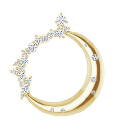 87260 Pendant Set 14K Yellow Round Natural Diamond Natural Diamond I1, G-H Polished Scattered 14 Ctw Natural Diamond Crescent Moon Pendant