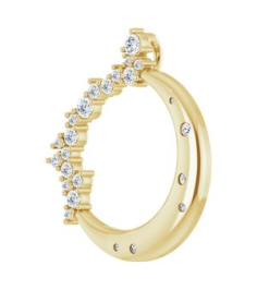 87260 Pendant Set 14K Yellow Round Natural Diamond Natural Diamond I1, G-H Polished Scattered 14 Ctw Natural Diamond Crescent Moon Pendant