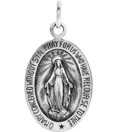 R5020 Pendant 14K White 23 X 16 Mm Polished Oval Miraculous Medal