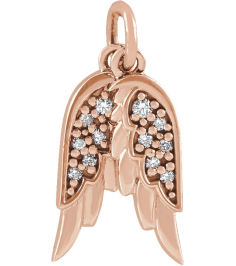 87226 Pendant Set 14K Rose 12 X 3.74 Mm Polished .03 Ctw Natural Diamond Angel Wings Pendant