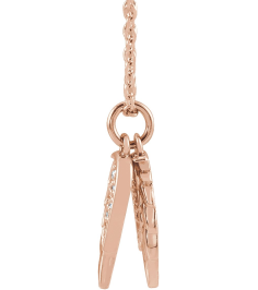 87226 Necklace Set 14K Rose 12.27 X 3.74 Mm 16-18 In Polished .03 Ctw Natural Diamond Angel Wings Necklace