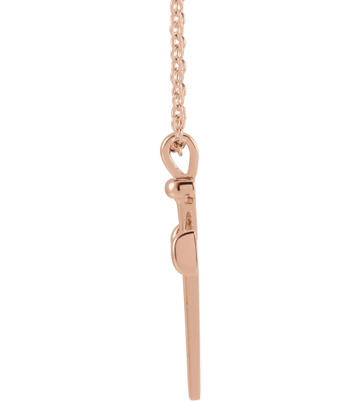 R42392 Necklace 14K Rose 28 X 14.71 Mm 24 In Polished Nail Cross Necklace