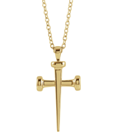 R42392 Necklace 14K Yellow 28 X 14.71 Mm 18 In Polished Nail Cross Necklace