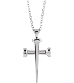 R42392 Necklace Sterling Silver 28 X 14.71 Mm 18 In Polished Nail Cross Necklace