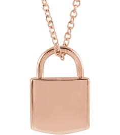 87184 Necklace 14K Rose 12.02 X 8 Mm 16-18 In Polished Engravable Lock Necklace
