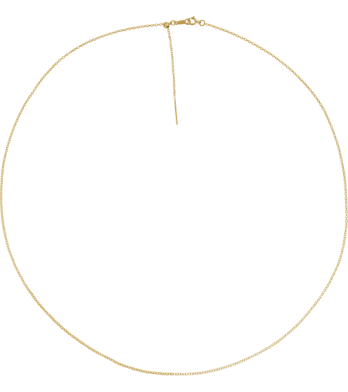 Ch1104 14K Yellow Cable 1.1 Mm 16-22 In Spring Ring Polished Adjustable Threader Cable Chain