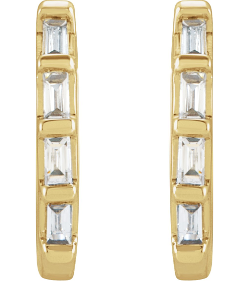653650 Earring Set Natural Diamond Straight Baguette 1.9 X 1 Mm 14K Yellow Pair Hinged Polished 110 Ctw Natural Diamond Earrings