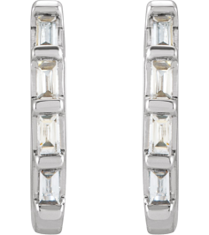 653650 Earring Set Natural Diamond Straight Baguette 1.9 X 1 Mm 14K White Pair Hinged Polished 110 Ctw Natural Diamond Earrings