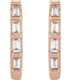 653650 Earring Set Natural Diamond Straight Baguette 1.9 X 1 Mm 14K Rose Pair Hinged Polished 110 Ctw Natural Diamond Earrings
