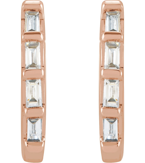 653650 Earring Set Natural Diamond Straight Baguette 1.9 X 1 Mm 14K Rose Pair Hinged Polished 110 Ctw Natural Diamond Earrings