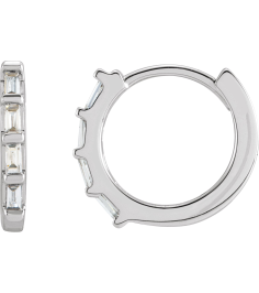 653650 Earring Set Natural Diamond Straight Baguette 1.9 X 1 Mm Sterling Silver Pair Hinged Polished 110 Ctw Natural Diamond Earrings
