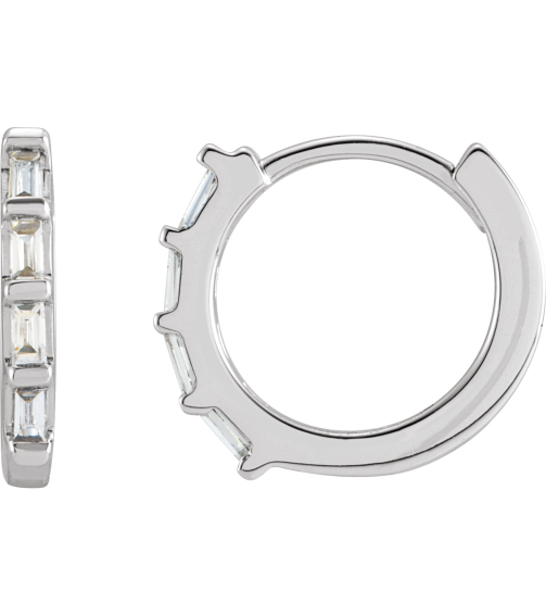653650 Earring Set Natural Diamond Straight Baguette 1.9 X 1 Mm Sterling Silver Pair Hinged Polished 110 Ctw Natural Diamond Earrings
