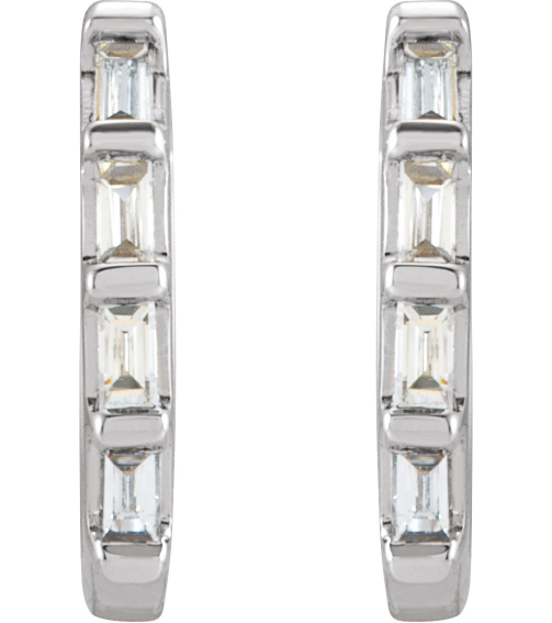 653650 Earring Set Natural Diamond Straight Baguette 1.9 X 1 Mm Sterling Silver Pair Hinged Polished 110 Ctw Natural Diamond Earrings