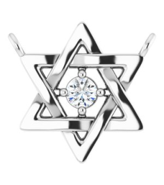 87390 Necklace Center Set 14K White Round Natural Diamond 2Mm 0.03 Ct I1, G-H Polished .03 Ct Natural Diamond Star Of David Necklace Center