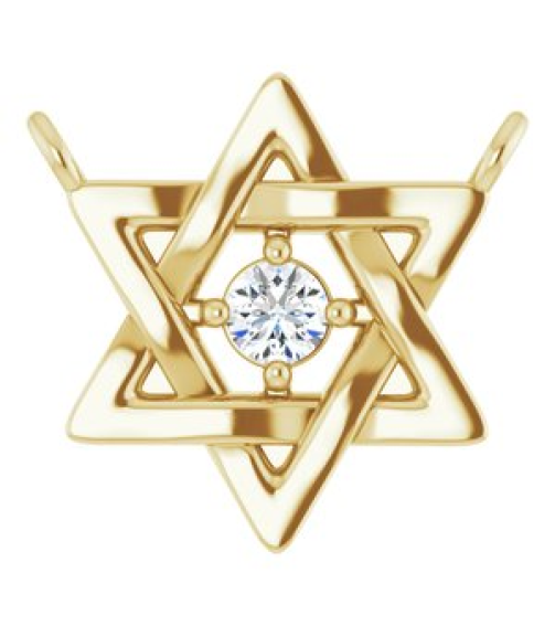 87390 Necklace Center Set 14K Yellow Round Natural Diamond 2Mm 0.03 Ct I1, G-H Polished .03 Ct Natural Diamond Star Of David Necklace Center