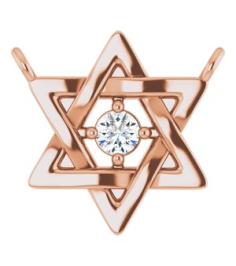 87390 Necklace Center Set 14K Rose Round Natural Diamond 2Mm 0.03 Ct I1, G-H Polished .03 Ct Natural Diamond Star Of David Necklace Center