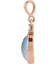 87438 Pendant Set 14K Rose Oval Natural Rainbow Moonstone 6 X 4Mm 0.015 Ct Natural Diamond I1, G-H Polished Natural Rainbow Moonstone And Natural Diamond Bezel-Set Cabochon Pendant