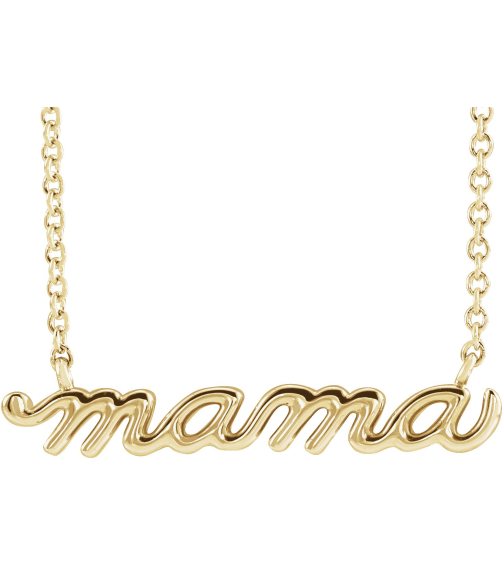 87395 Necklace 14K Yellow 23 X 4.81 Mm 16 In Polished Petite Mama Script Necklace