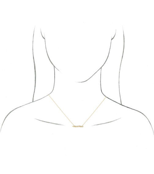 87395 Necklace 14K White 23 X 4.81 Mm 16 In Polished Petite Mama Script Necklace
