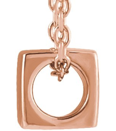 87424 Necklace 14K Rose 5 X 5 Mm 16 In Polished Cube Necklace