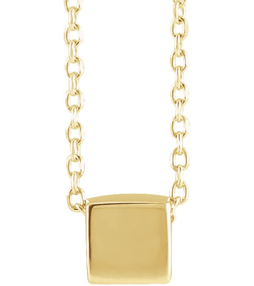 87424 Necklace 14K Yellow 5 X 5 Mm 16 In Polished Cube Necklace