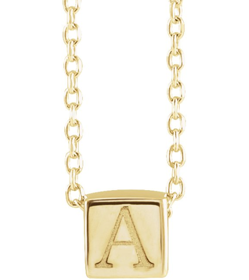 87424 Necklace 14K Yellow 5 X 5 Mm 16 In Polished Cube Necklace