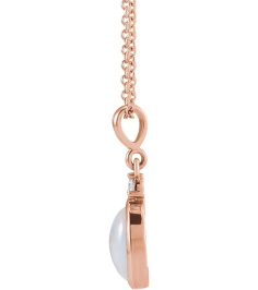 87438 Necklace Set 14K Rose Oval Natural Ethiopian Opal 6 X 4Mm 0.015 Ct Natural Diamond I1, G-H 16-18 In Polished Natural Ethiopian Opal And Natural Diamond Bezel-Set Cabochon Necklace