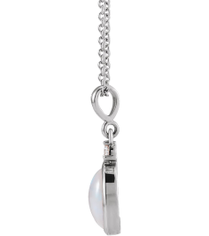 87438 Necklace Set Platinum Oval Natural Ethiopian Opal 6 X 4Mm 0.015 Ct Natural Diamond Si2-Si3, G-H 16-18 In Polished Natural Ethiopian Opal And Natural Diamond Bezel-Set Cabochon Necklace