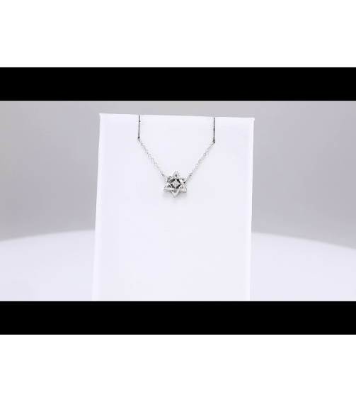 87390 Necklace Set Sterling Silver Round Natural Diamond 2Mm 0.03 Ct I1, G-H 18 In Polished .03 Ct Natural Diamond Petite Star Of David Necklace