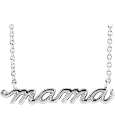 87395 Necklace Platinum 23 X 4.81 Mm 18 In Polished Petite Mama Script Necklace