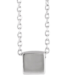 87424 Necklace 14K White 5 X 5 Mm 18 In Polished Cube Necklace