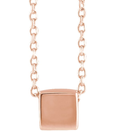 87424 Necklace 14K Rose 5 X 5 Mm 18 In Polished Cube Necklace