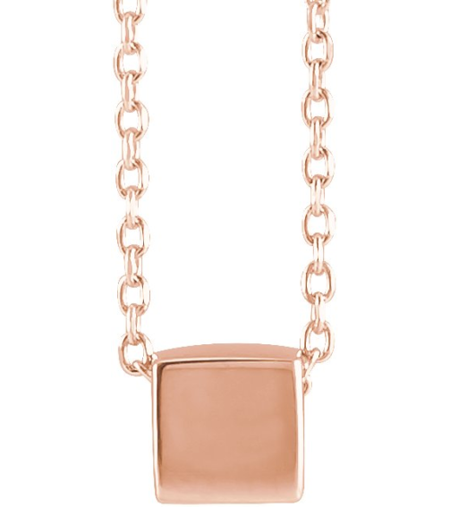 87424 Necklace 14K Rose 5 X 5 Mm 18 In Polished Cube Necklace