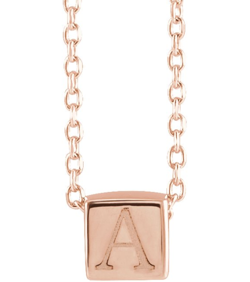 87424 Necklace 14K Rose 5 X 5 Mm 18 In Polished Cube Necklace