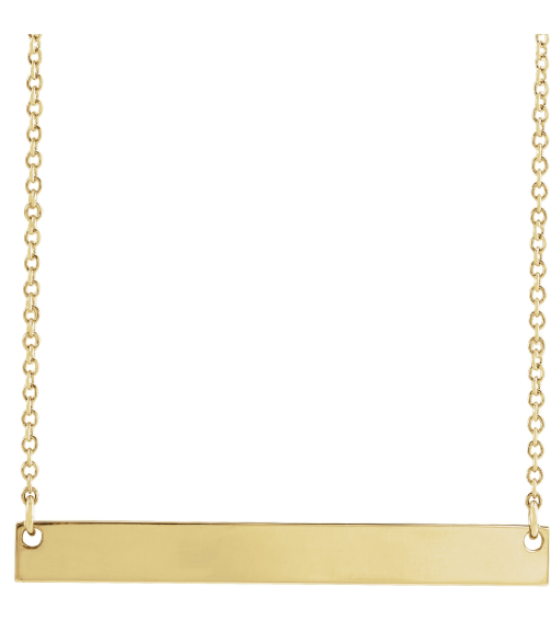87363 Necklace 18K Yellow Gold-Plated Sterling Silver 34 X 4 Mm 18 In Polished Engravable Bar Necklace
