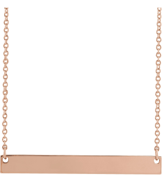 87363 Necklace 18K Rose Gold-Plated Sterling Silver 34 X 4 Mm 16 In Polished Engravable Bar Necklace