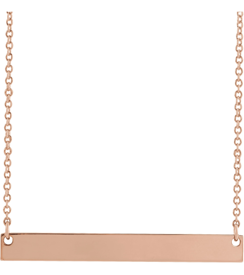 87363 Necklace 18K Rose Gold-Plated Sterling Silver 34 X 4 Mm 16 In Polished Engravable Bar Necklace