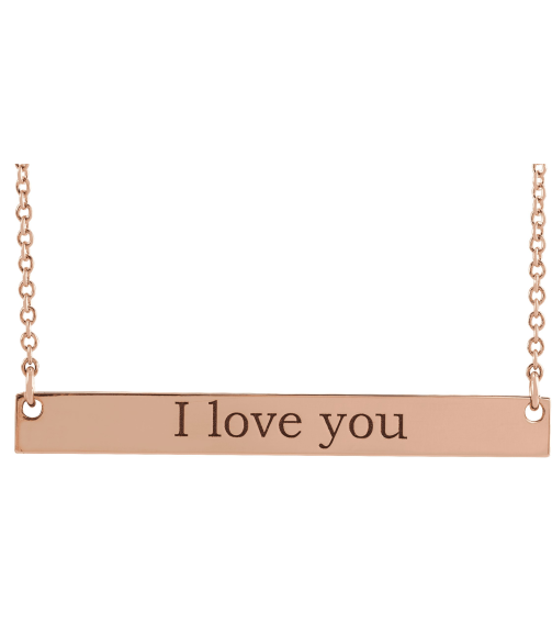 87363 Necklace 18K Rose Gold-Plated Sterling Silver 34 X 4 Mm 16 In Polished Engravable Bar Necklace