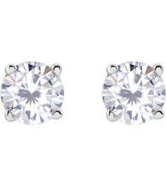 1874 14K White Set Round Stuller Lab-Grown Moissanite Pair 4 Mm Friction Friction Backs Included 4-Prong Polished Stuller Lab-Grown Moissanite Stud Earrings