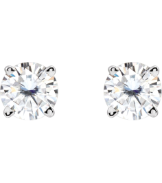 1874 14K White Set Round Stuller Lab-Grown Moissanite Pair 4.5 Mm Friction Friction Backs Included 4-Prong Polished Stuller Lab-Grown Moissanite Stud Earrings